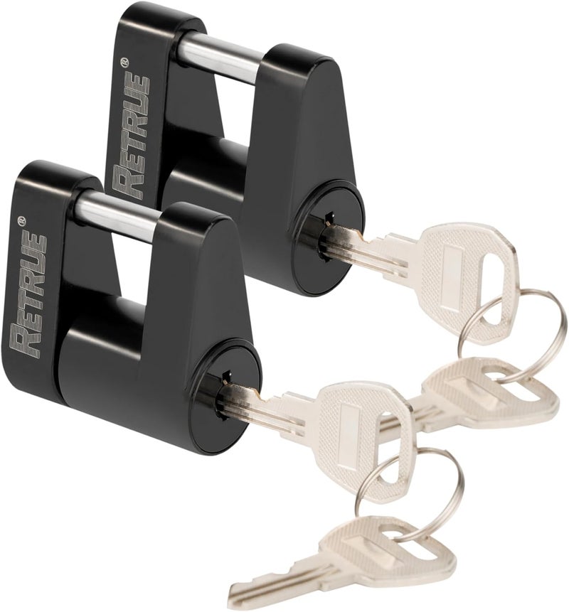 RETRUE Trailer Tongue Coupler Lock, Trailer Hitch Lock,Dia 1/4 Inch, 3/4 Inch Span for Tow Boat RV Truck Car's Coupler (Pack of 2, Black) - Image 1